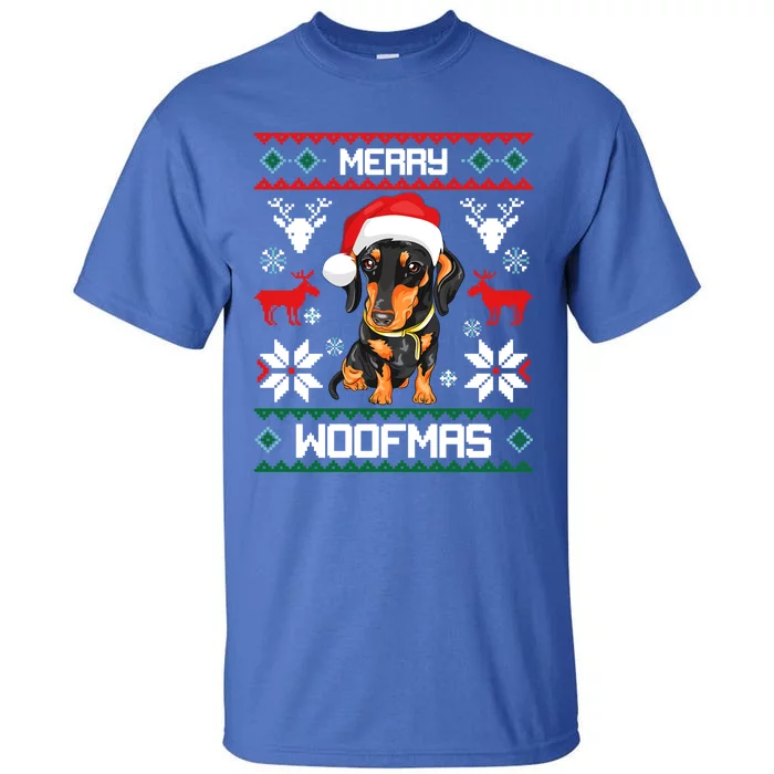 Dachshund Merry Woofmas Gift For Christmas Doxie Xmas Gift Tall T-Shirt