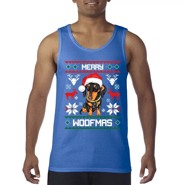 Dachshund Merry Woofmas Gift For Christmas Doxie Xmas Gift Tank Top