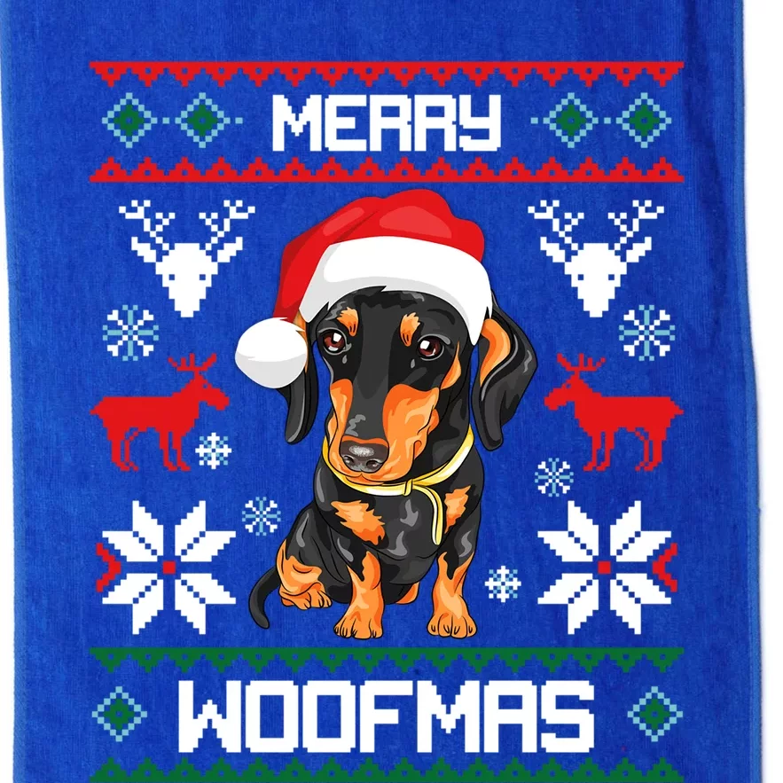 Dachshund Merry Woofmas Gift For Christmas Doxie Xmas Gift Platinum Collection Golf Towel