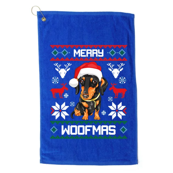 Dachshund Merry Woofmas Gift For Christmas Doxie Xmas Gift Platinum Collection Golf Towel