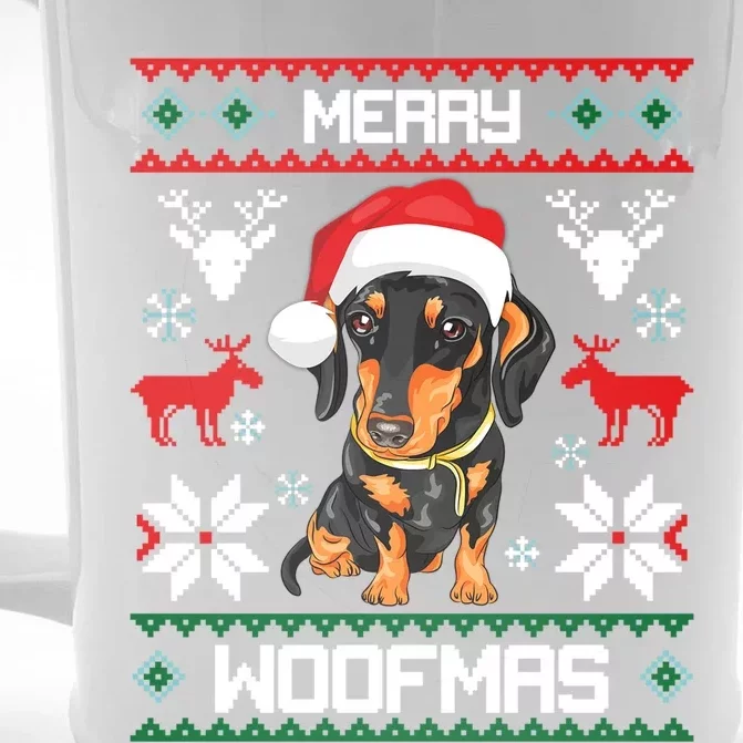 Dachshund Merry Woofmas Gift For Christmas Doxie Xmas Gift Front & Back Beer Stein