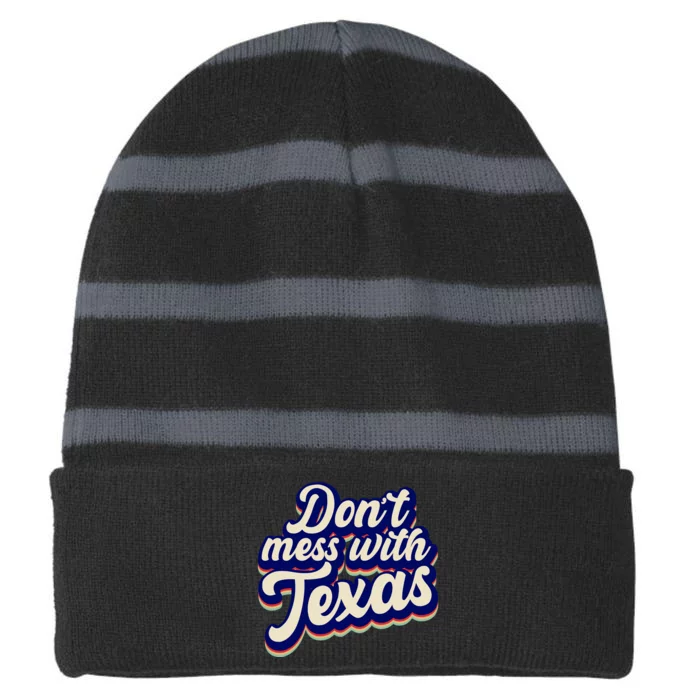 Don't Mess With Texas Retro Logo Striped Beanie with Solid Band