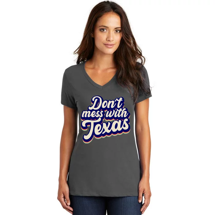 Don't Mess With Texas Retro Logo Women's V-Neck T-Shirt