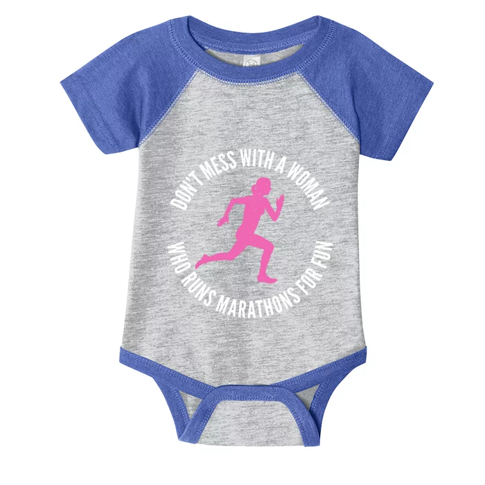 Dont Mess With A Who Runs Marathons For Fun Marathoner Meaningful Gift Infant Baby Jersey Bodysuit