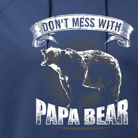 DonT Mess With Papa Bear Camping Funny Gift Camper Dad Gift Funny Gift Performance Fleece Hoodie