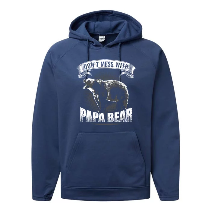 DonT Mess With Papa Bear Camping Funny Gift Camper Dad Gift Funny Gift Performance Fleece Hoodie