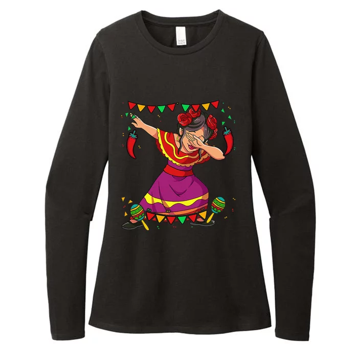 Dabbing Mexican Woman Cinco De Mayo Womens CVC Long Sleeve Shirt