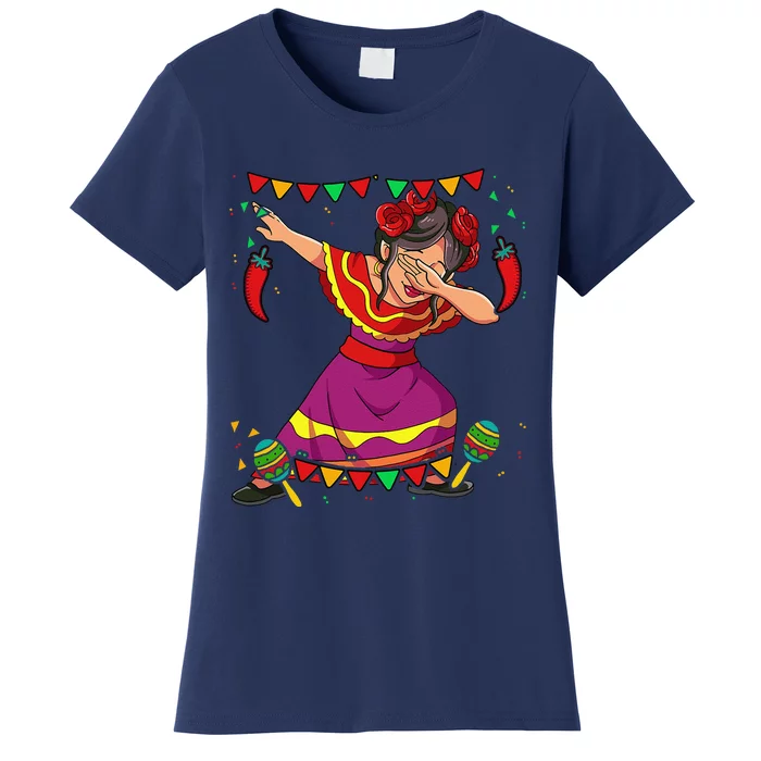 Dabbing Mexican Woman Cinco De Mayo Women's T-Shirt