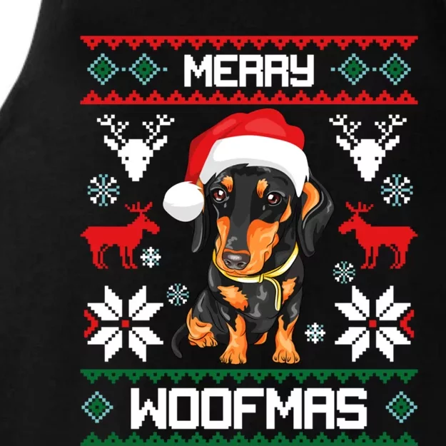 Dachshund Merry Woofmas Gift For Christmas Doxie Xmas Gift Ladies Tri-Blend Wicking Tank