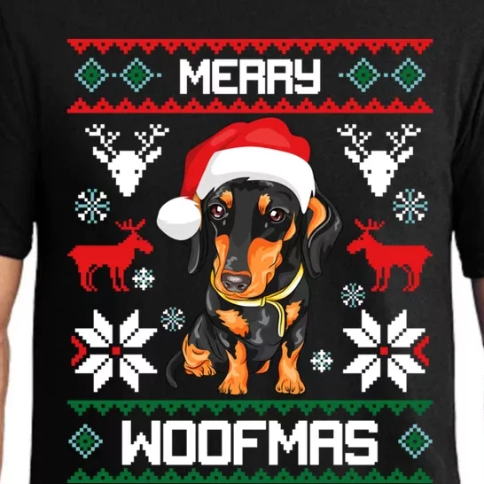 Dachshund Merry Woofmas Gift For Christmas Doxie Xmas Gift Pajama Set