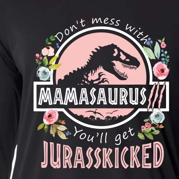 Don't Mess With MamaSaurus T Rex Dinosaur Mom Mothers Day Cooling Performance Long Sleeve Crew