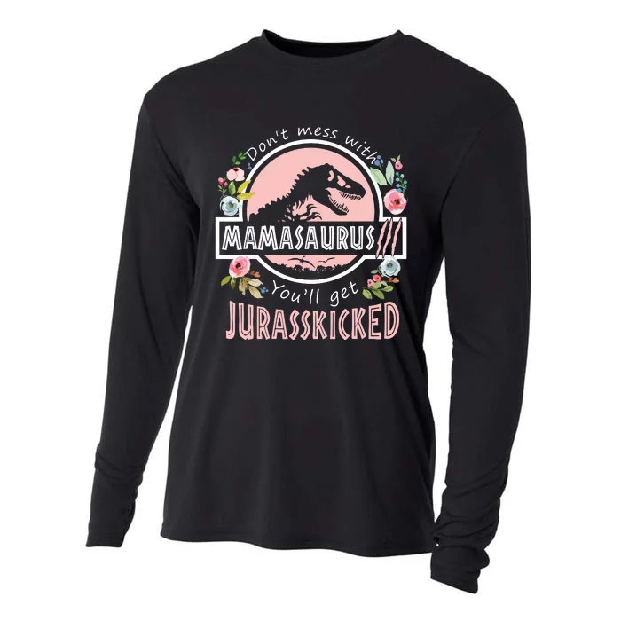 Don't Mess With MamaSaurus T Rex Dinosaur Mom Mothers Day Cooling Performance Long Sleeve Crew