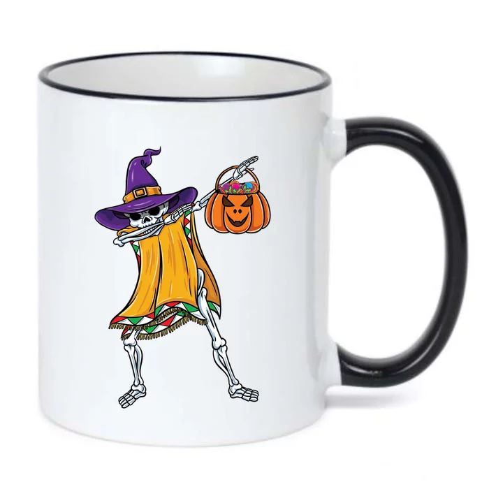 Dabbing Mexican Witch Skeleton Halloween Candy Gift Black Color Changing Mug