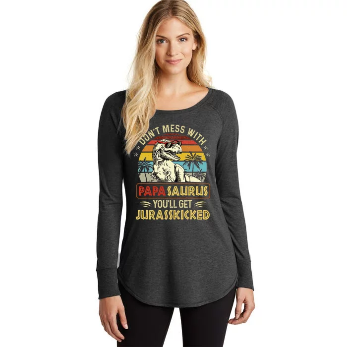 Dont Mess With Papasaurus Youll Get Jurasskicked Women's Perfect Tri Tunic Long Sleeve Shirt