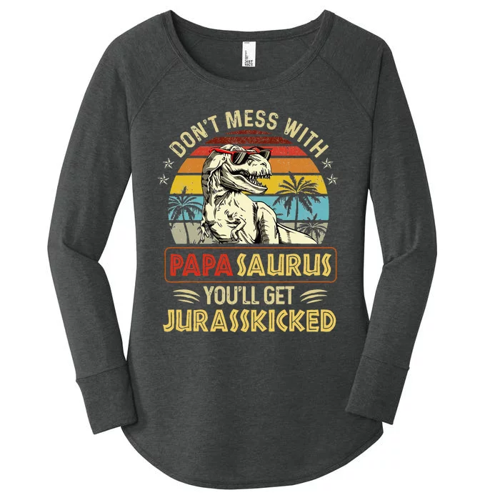 Dont Mess With Papasaurus Youll Get Jurasskicked Women's Perfect Tri Tunic Long Sleeve Shirt