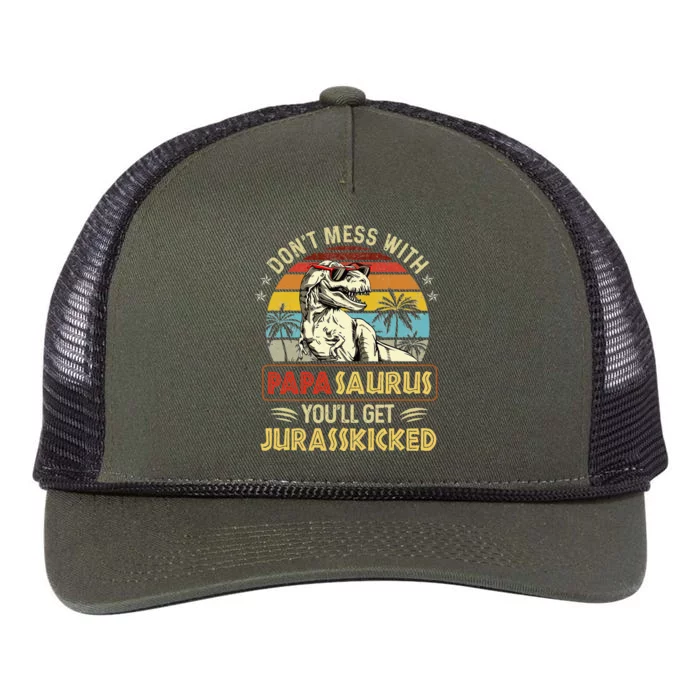 Dont Mess With Papasaurus Youll Get Jurasskicked Retro Rope Trucker Hat Cap