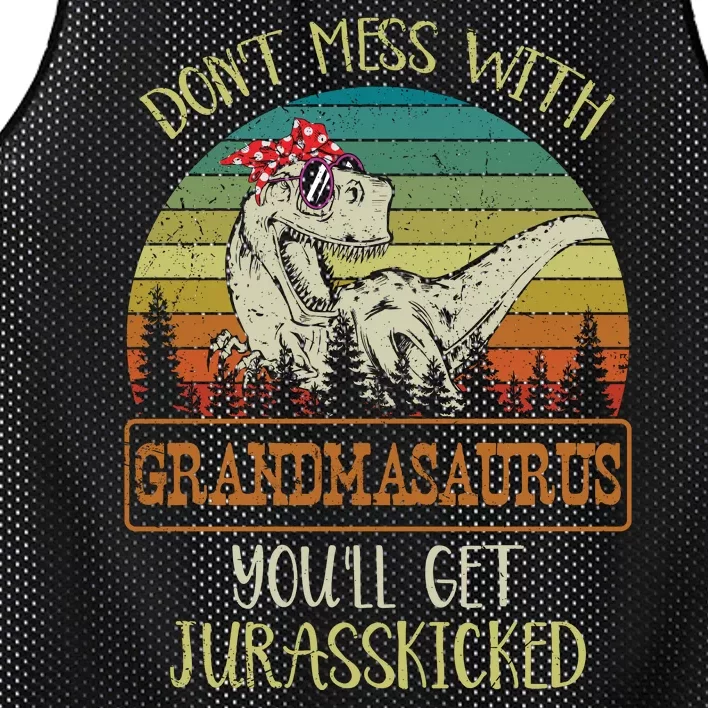 Dont Mess With Grandmasaurus Youll Get Jurasskicked Mesh Reversible Basketball Jersey Tank