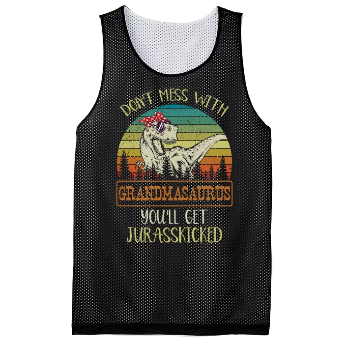 Dont Mess With Grandmasaurus Youll Get Jurasskicked Mesh Reversible Basketball Jersey Tank