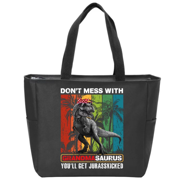 Dont Mess With Papasaurus Youll Get Jurasskicked Zip Tote Bag