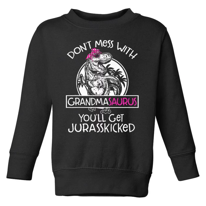 Dont Mess With Grandmasaurus Youll Get Jurasskicked Grandma Toddler Sweatshirt