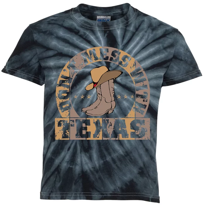 DonT Mess With Bootsn Hat Texas Longhorn Lone Star State Kids Tie-Dye T-Shirt