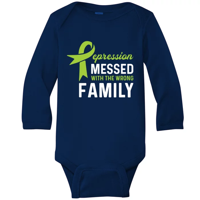 Depression Messed Wrong Family Gift Depression Awareness Cute Gift Baby Long Sleeve Bodysuit