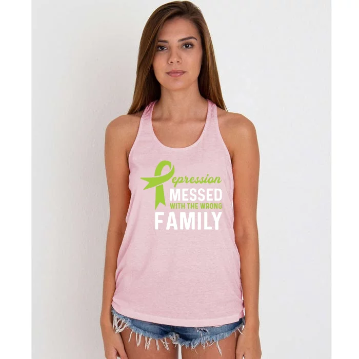 Depression Messed Wrong Family Gift Depression Awareness Cute Gift Women's Knotted Racerback Tank