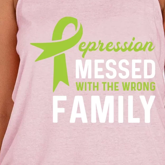 Depression Messed Wrong Family Gift Depression Awareness Cute Gift Women's Knotted Racerback Tank