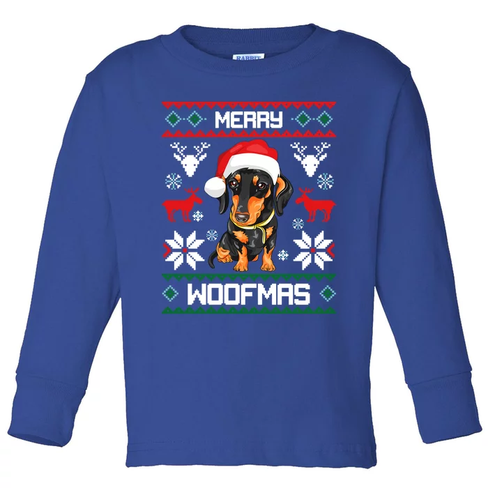 Dachshund Merry Woofmas Gift For Christmas Doxie Xmas Great Gift Toddler Long Sleeve Shirt