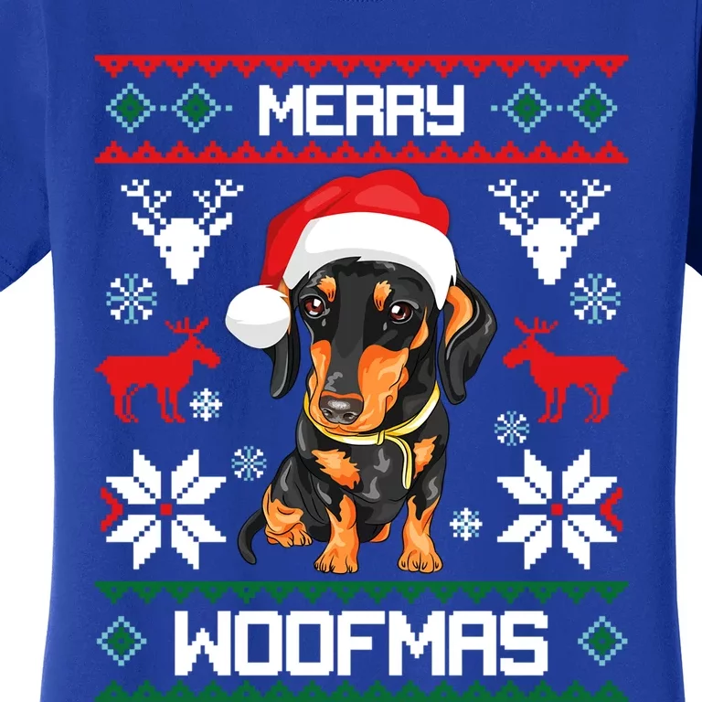 Dachshund Merry Woofmas Gift For Christmas Doxie Xmas Great Gift Women's T-Shirt