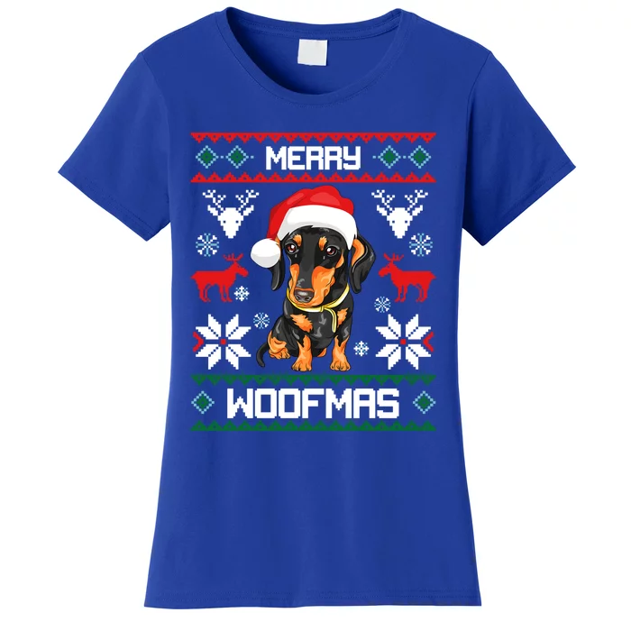 Dachshund Merry Woofmas Gift For Christmas Doxie Xmas Great Gift Women's T-Shirt