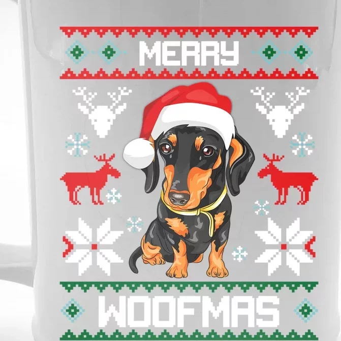 Dachshund Merry Woofmas Gift For Christmas Doxie Xmas Great Gift Front & Back Beer Stein