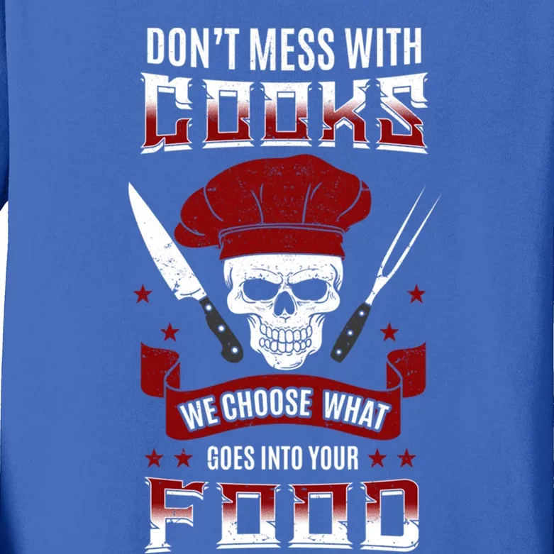 Dont Mess With Chef Cooks Kitchen Cooking Skull Funny Funny Gift Kids Long Sleeve Shirt