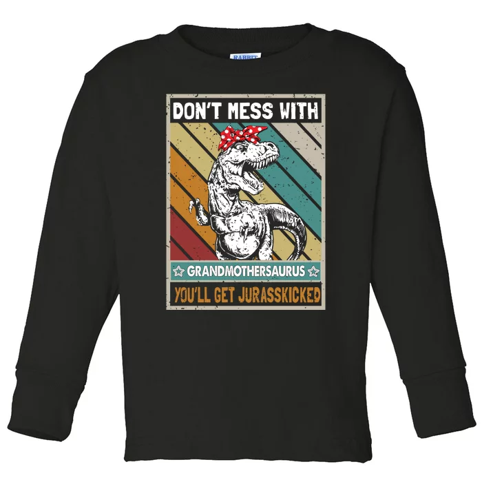 Dont Mess With Grandmothersaurus Toddler Long Sleeve Shirt