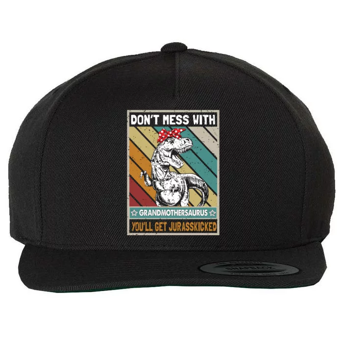 Dont Mess With Grandmothersaurus Wool Snapback Cap