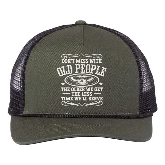 Don't Mess With Old People Funny Vintage Birthday Idea Men & Women Retro Rope Trucker Hat Cap