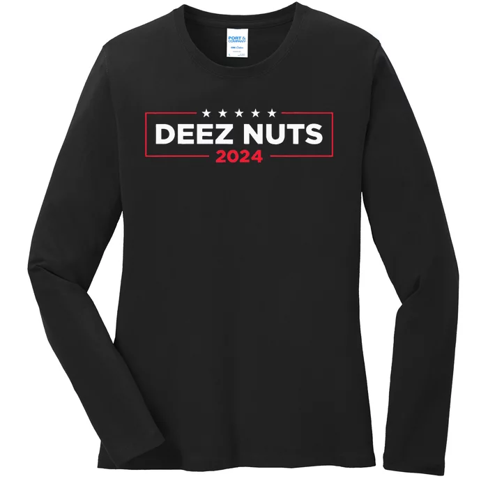 Deez Nuts 2024 Humorous Meme Campaign Ladies Long Sleeve Shirt