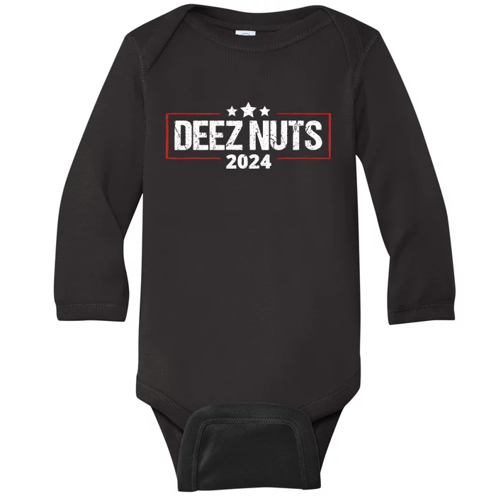 Deez Nuts 2024 Meme Campaign Funny Election Baby Long Sleeve Bodysuit