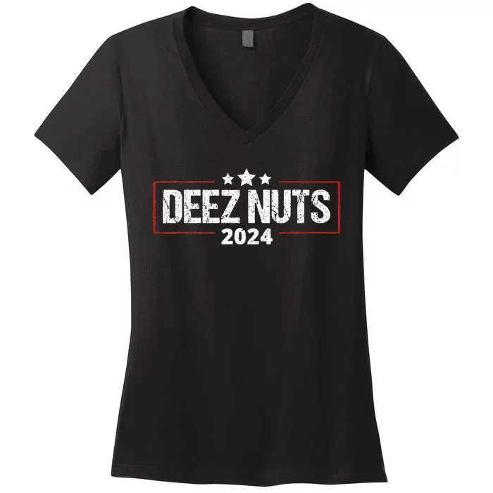 Deez Nuts 2024 Meme Campaign Funny Election Women's V-Neck T-Shirt