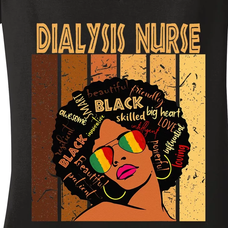 Dialysis Nurse Afro African American Black History Month Women's V-Neck T-Shirt