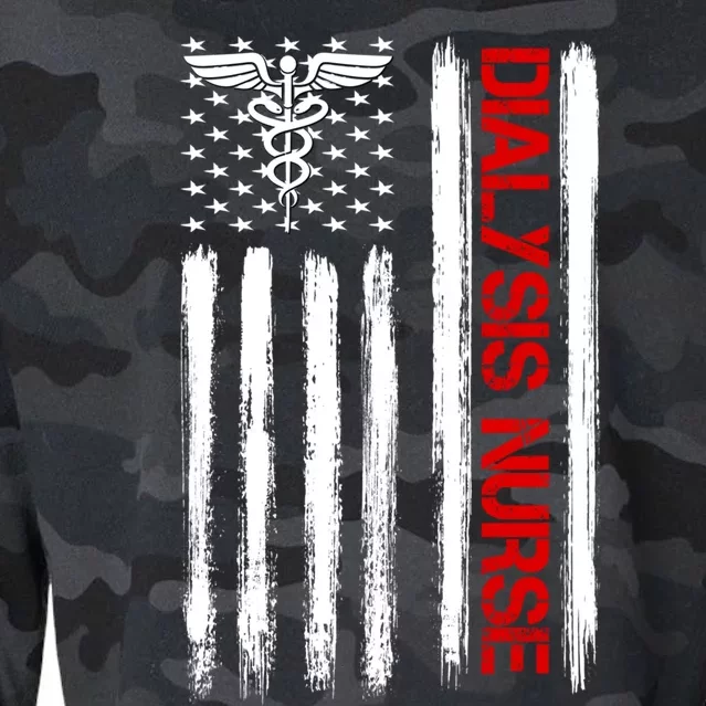 Dialysis Nurse American Flag Patriotic Rn Nephrology Gift Cropped Pullover Crew