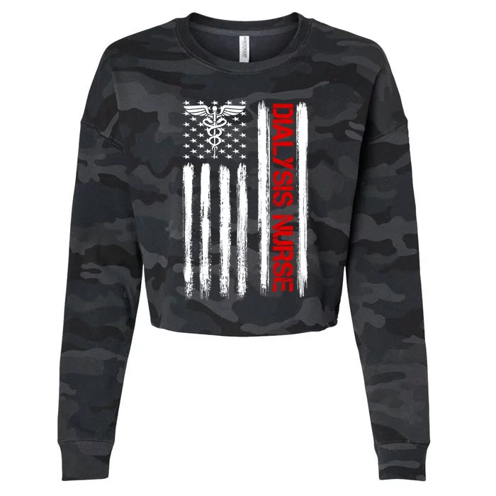 Dialysis Nurse American Flag Patriotic Rn Nephrology Gift Cropped Pullover Crew