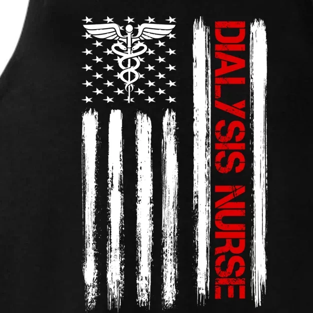 Dialysis Nurse American Flag Patriotic Rn Nephrology Gift Ladies Tri-Blend Wicking Tank