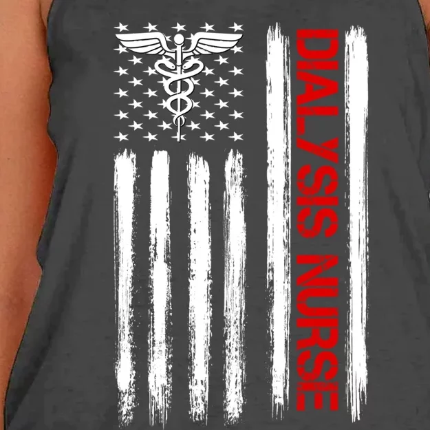 Dialysis Nurse American Flag Patriotic Rn Nephrology Gift Women's Knotted Racerback Tank