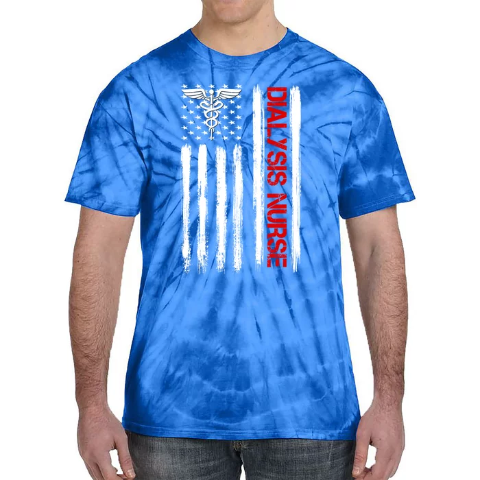 Dialysis Nurse American Flag Patriotic Rn Nephrology Gift Tie-Dye T-Shirt