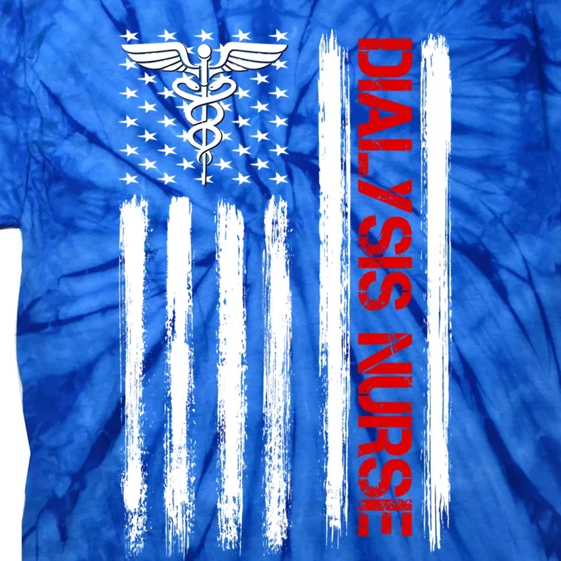 Dialysis Nurse American Flag Patriotic Rn Nephrology Gift Tie-Dye T-Shirt