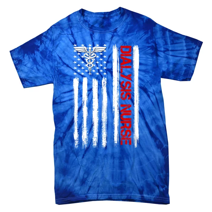 Dialysis Nurse American Flag Patriotic Rn Nephrology Gift Tie-Dye T-Shirt