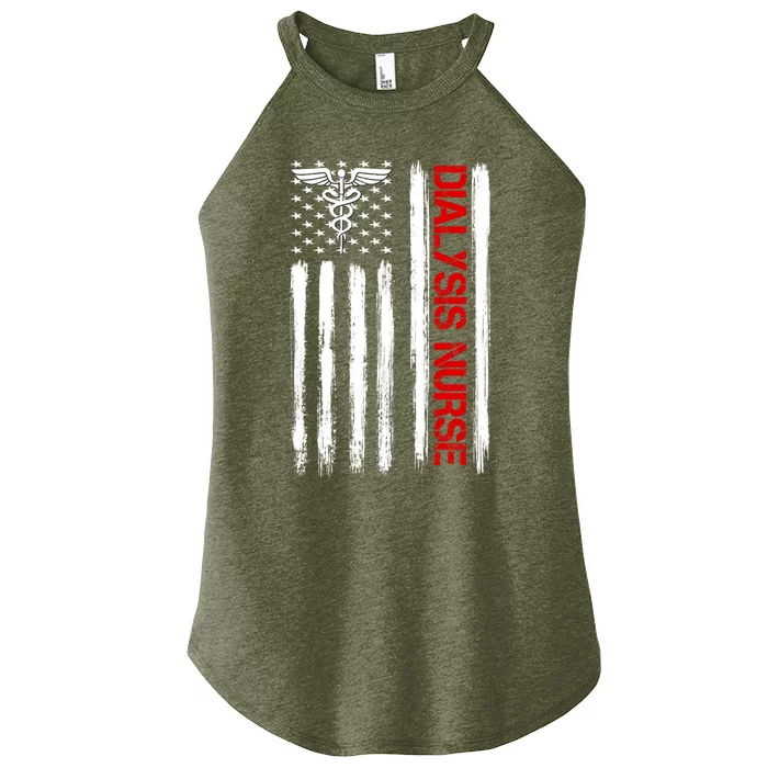 Dialysis Nurse American Flag Patriotic Rn Nephrology Gift Women’s Perfect Tri Rocker Tank