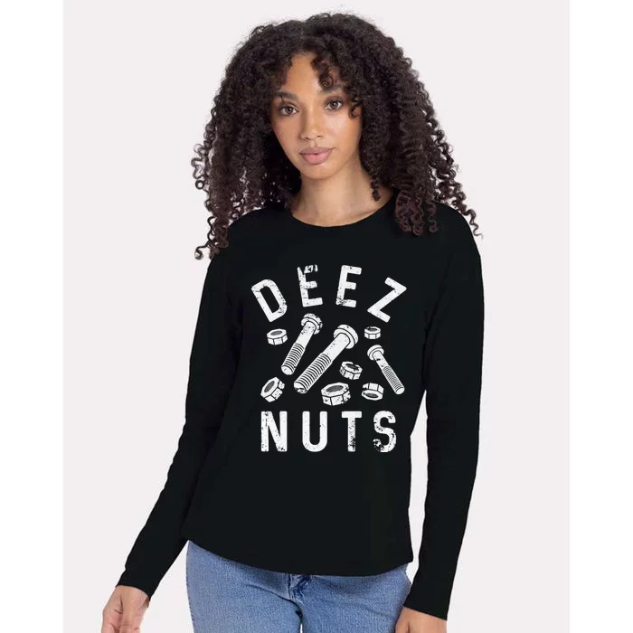 DEEZ NUTS (AND BOLTS) Womens Cotton Relaxed Long Sleeve T-Shirt