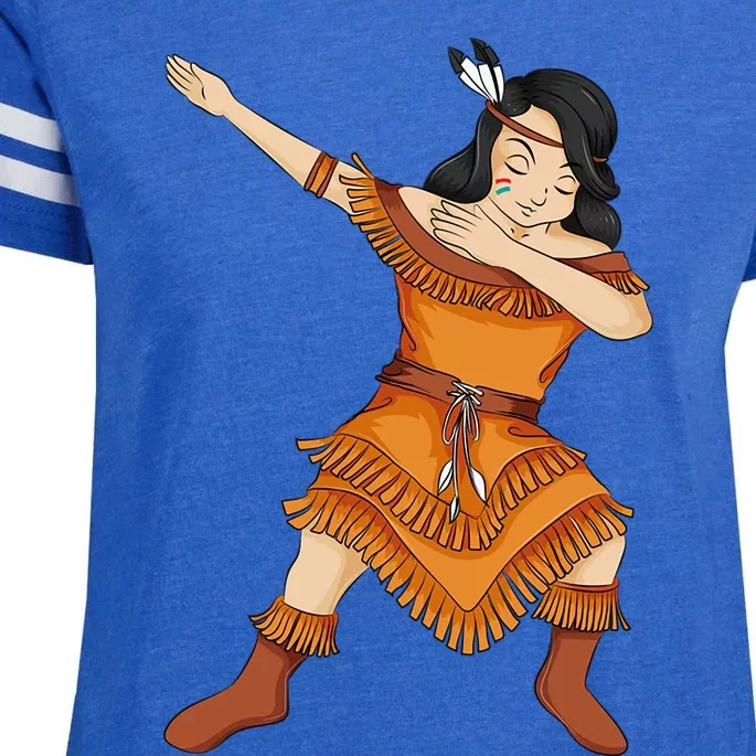 Dabbing Native American Us Pilgrim Cherokee Funny Usa Gift Enza Ladies Jersey Football T-Shirt